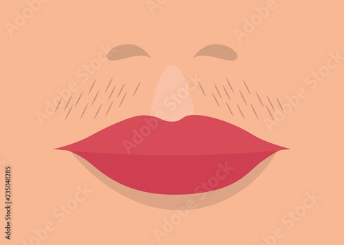 female lips with mustache