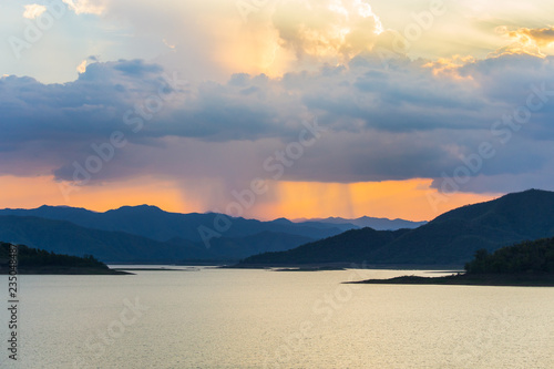 Clouds are falling in the evening at Kaeng Krachan Dam, Thailand