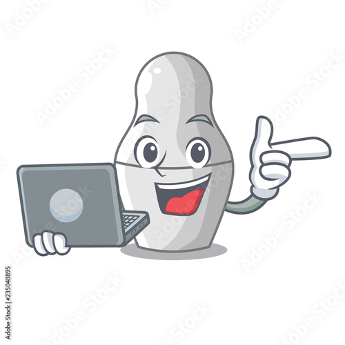 With laptop nesting dolls mockups russian on character