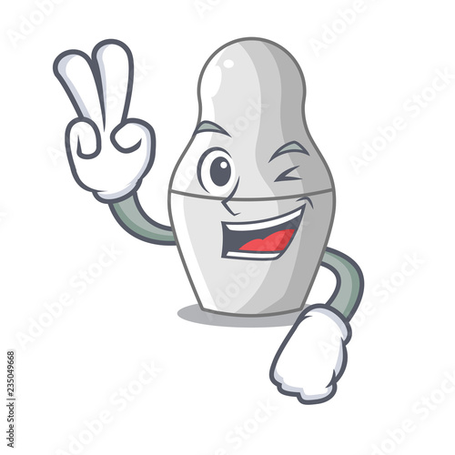 Two finger unpainted nested Russian dolls on cartoon