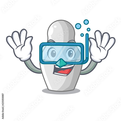 Diving unpainted nested Russian dolls on cartoon