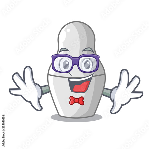 Geek unpainted nested Russian dolls on cartoon