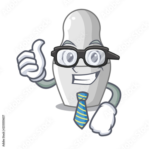 Businessman unpainted nested Russian dolls on cartoon