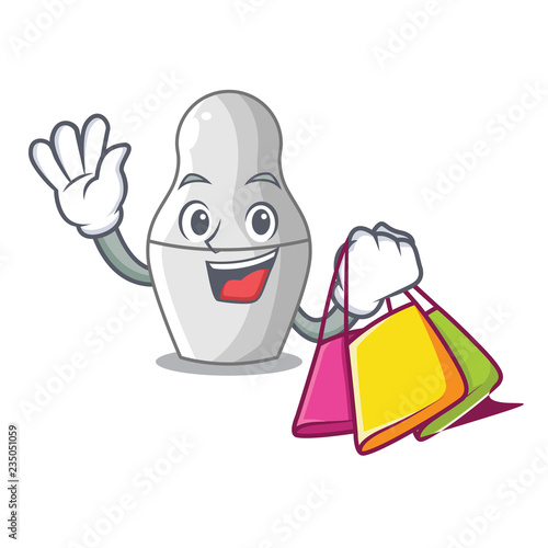 Shopping unpainted nested Russian dolls on cartoon