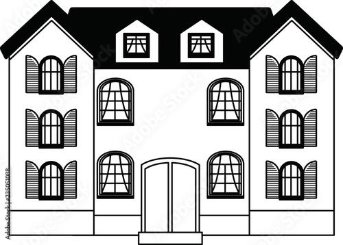 Monochrome Western style house outline