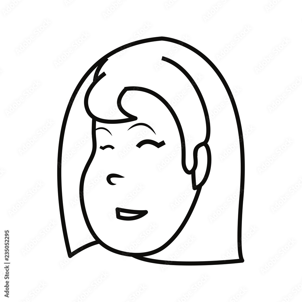 outlined face girl happy character