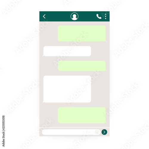 Mockup of mobile messenger. Chat app template. Social network concept. Vector illustration.