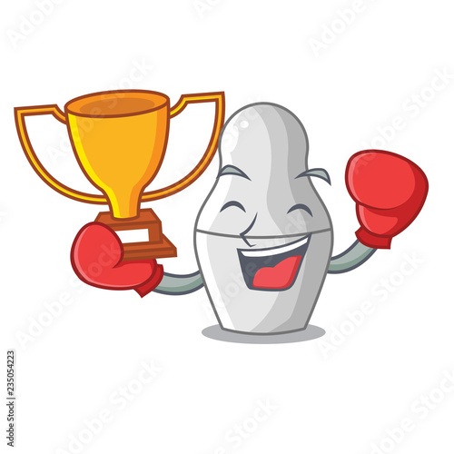 Boxing winner nesting doll russian matryoshka on mascot