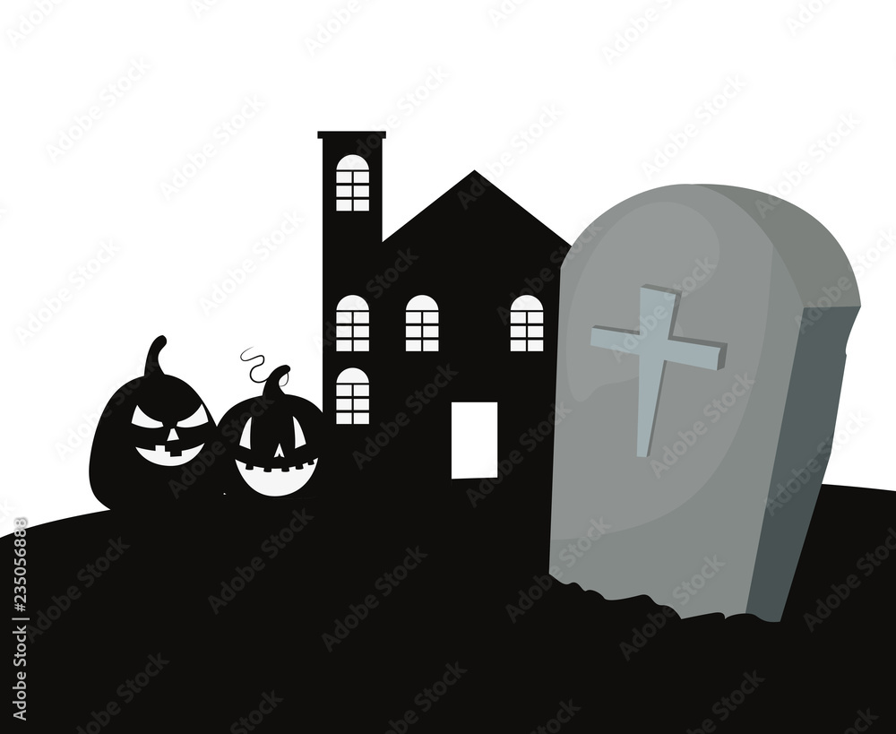 halloween gravestone pumpkin cemetery