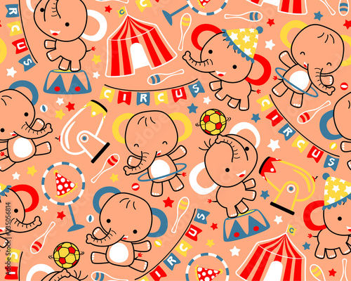 Vector of seamless pattern with circus cartoon animals