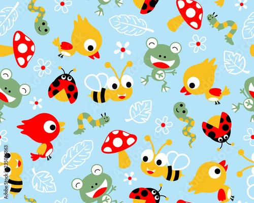 Vector of seamless pattern with little animals cartoon