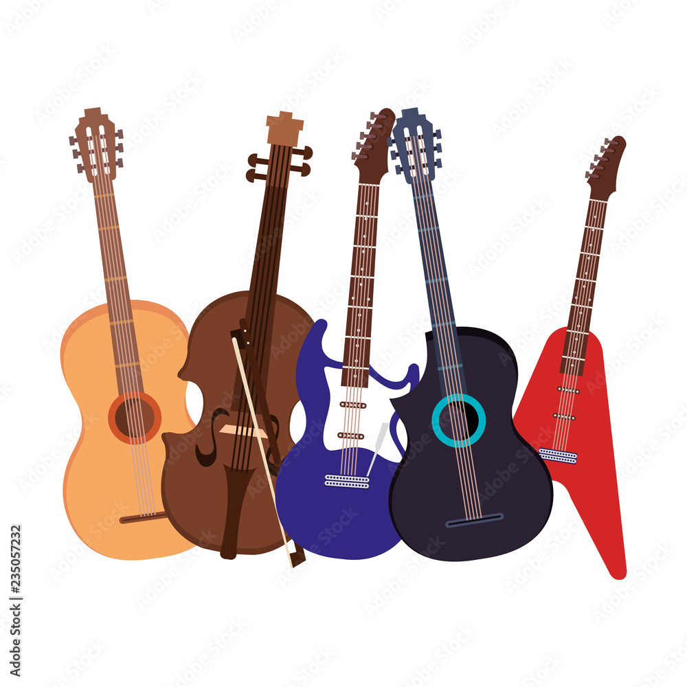 Naklejka premium group of string instruments icons