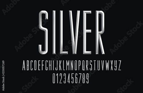 Stylish silver font with faces for printing, banners, postcards. Vector Illustration
