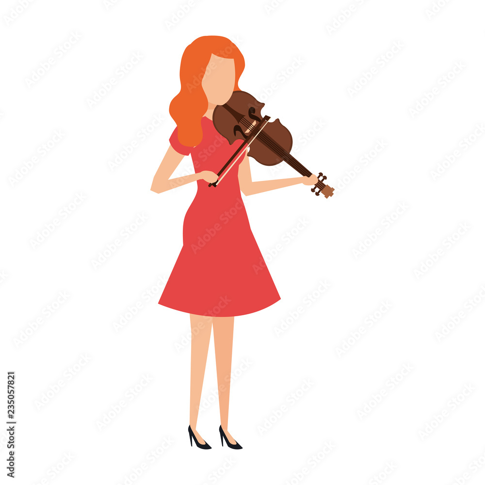 woman playing violin character woman playing violin character