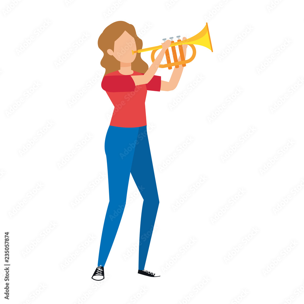 woman playing trumpet musical woman playing trumpet musical