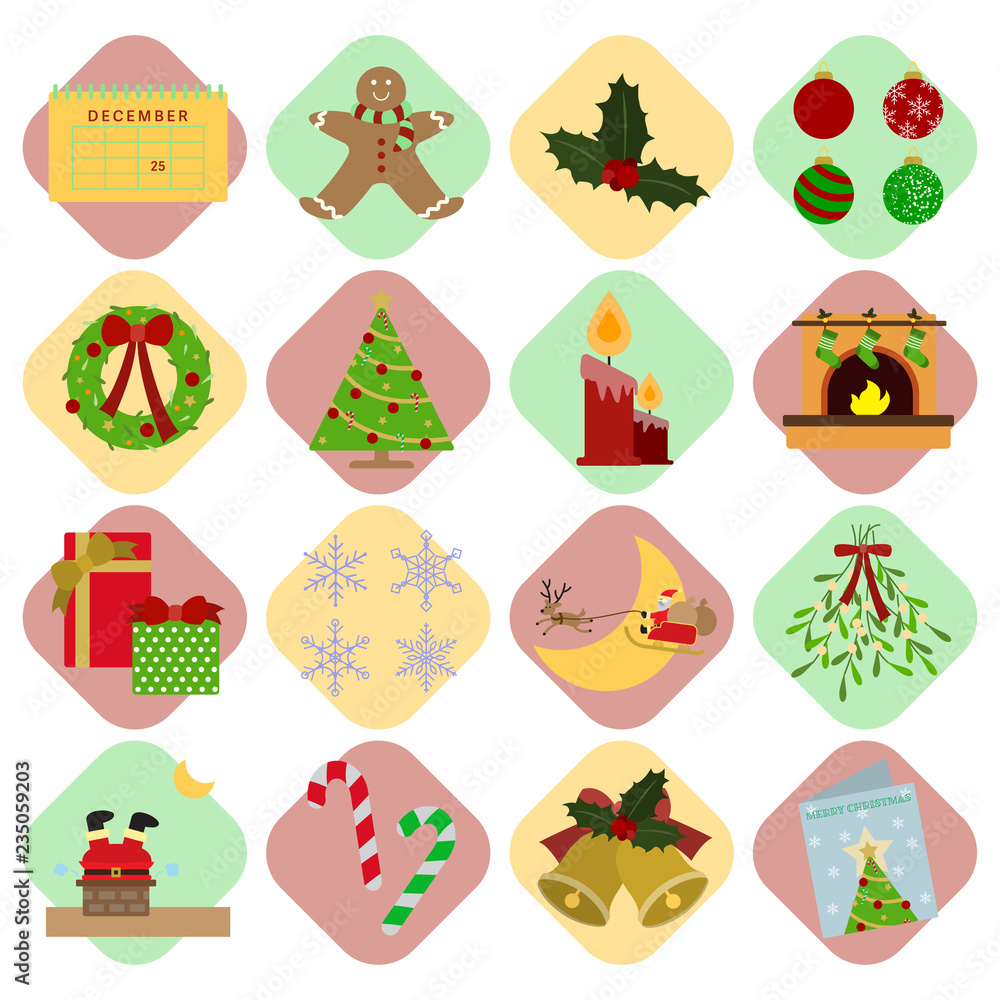 Christmas theme flat icons