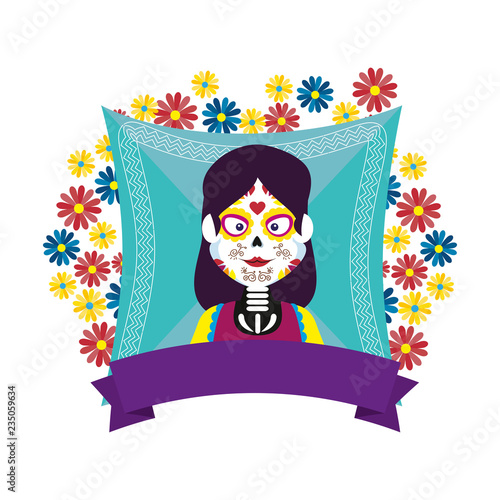 mexica woman with catrina costume