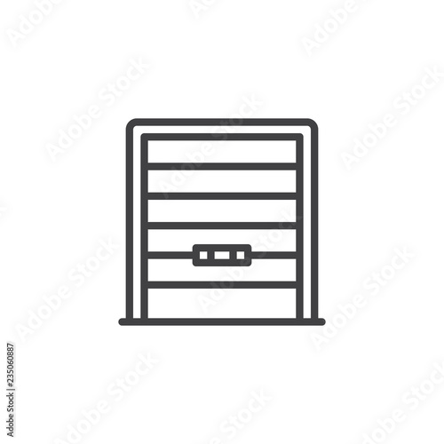Garage door outline icon. linear style sign for mobile concept and web design. Shutter gate simple line vector icon. Symbol, logo illustration. Pixel perfect vector graphics