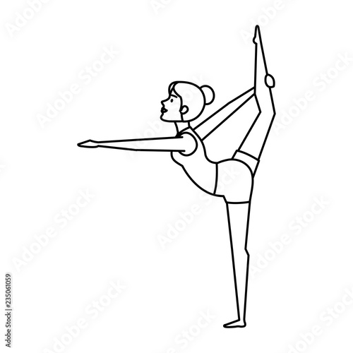 woman practicing yoga position