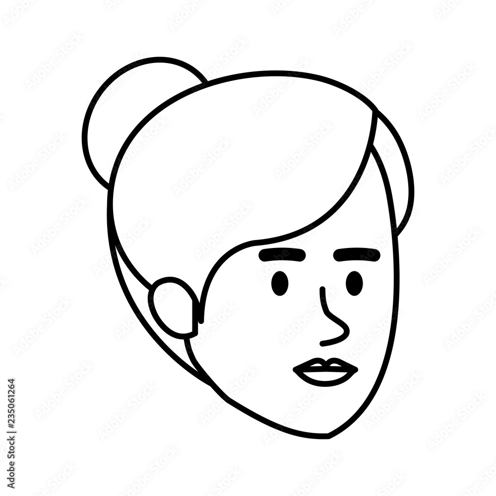 beautiful and young woman head character beautiful and young woman head character