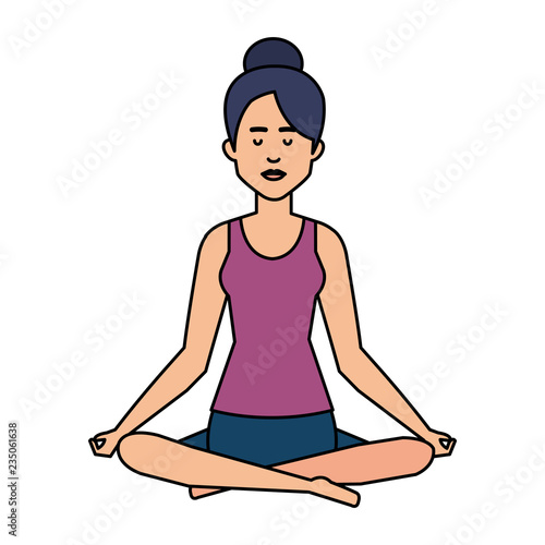 woman practicing yoga position