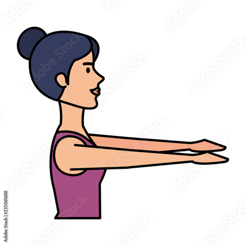 woman practicing yoga position