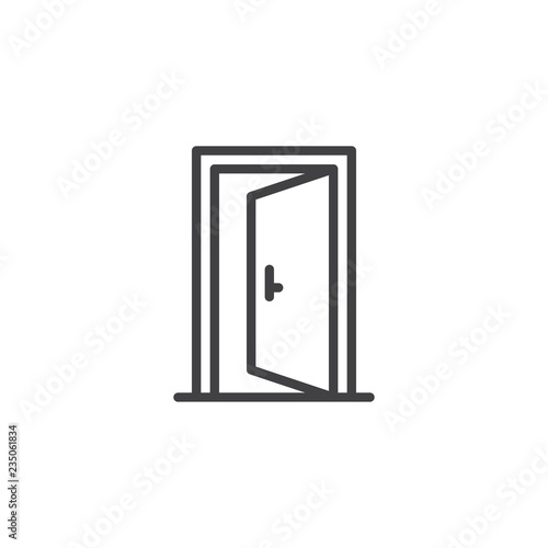 Open door outline icon. linear style sign for mobile concept and web design. Exit doorway simple line vector icon. Push door symbol, logo illustration. Pixel perfect vector graphics