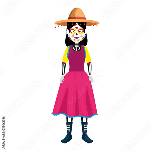 mexica woman with catrina costume