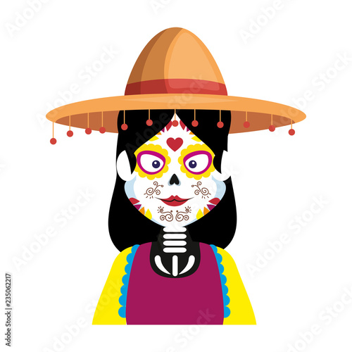 mexica woman with catrina costume