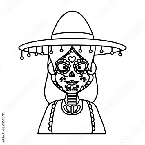 mexica woman with catrina costume