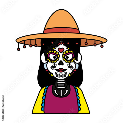 mexica woman with catrina costume