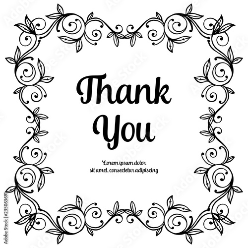 vector flower thank you text hand draw