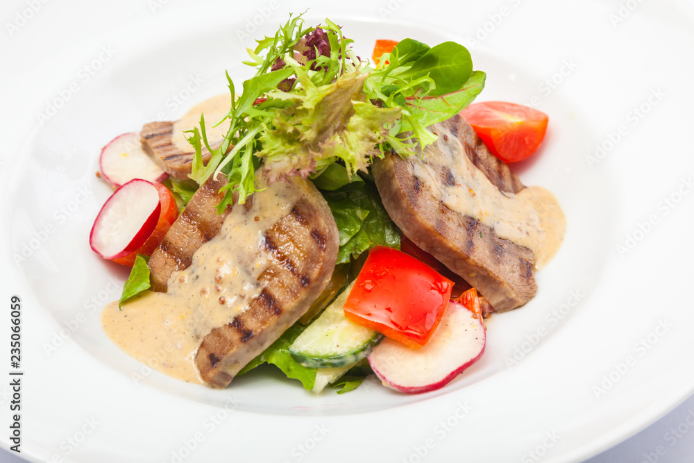 Salad with tongue and radish