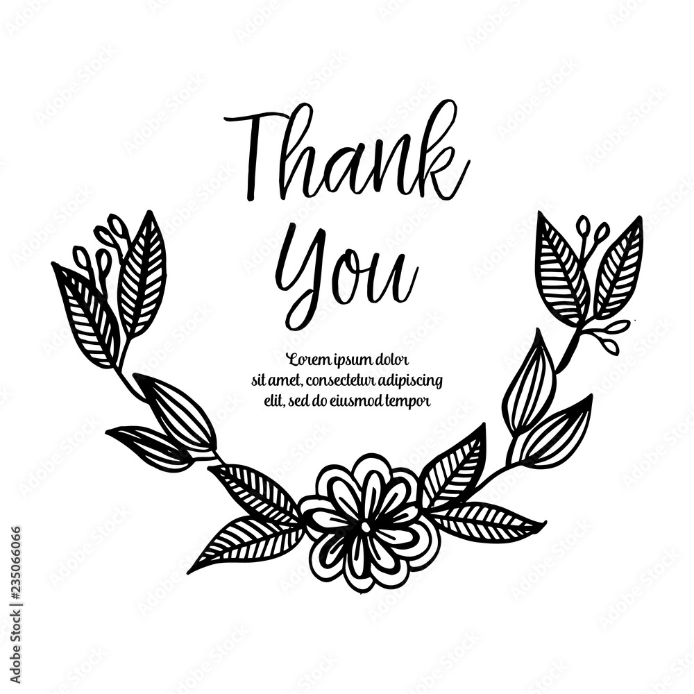 Obraz premium THANK YOU hand lettering with hand draw flower vector art