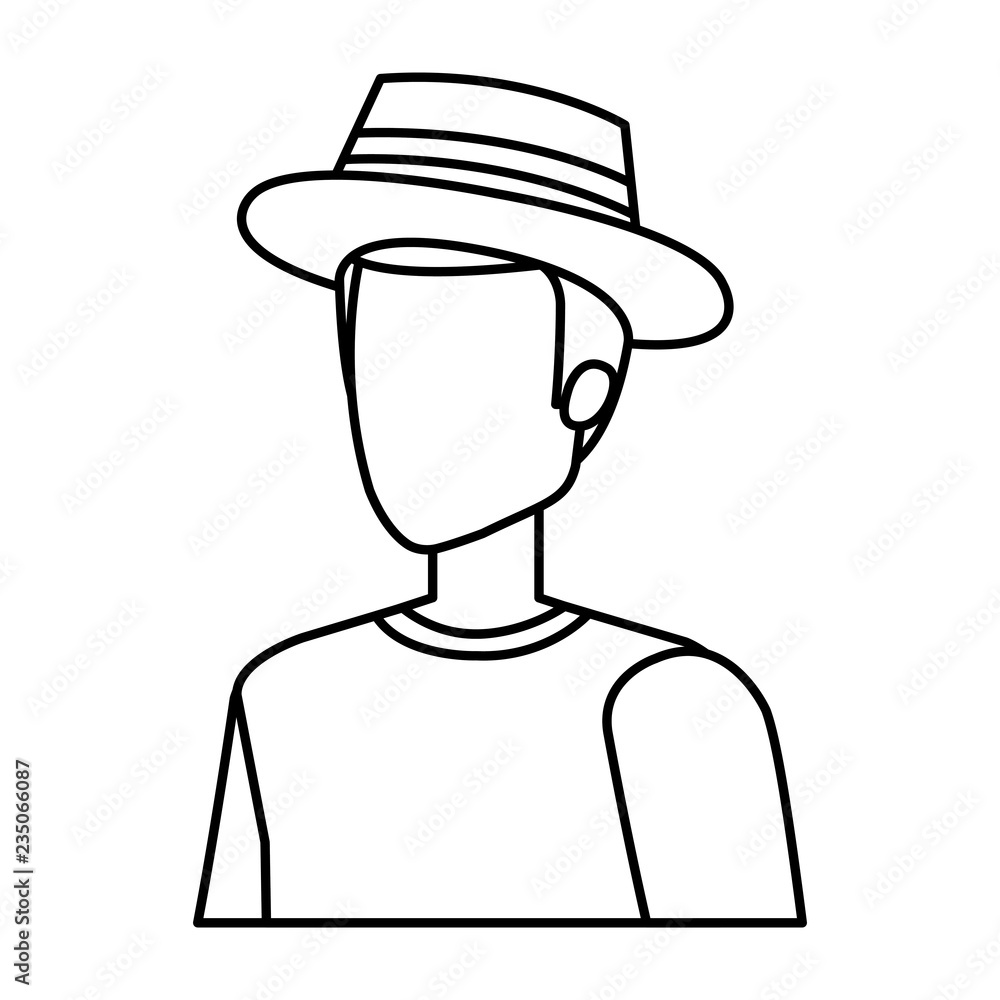 young man with tourist hat character