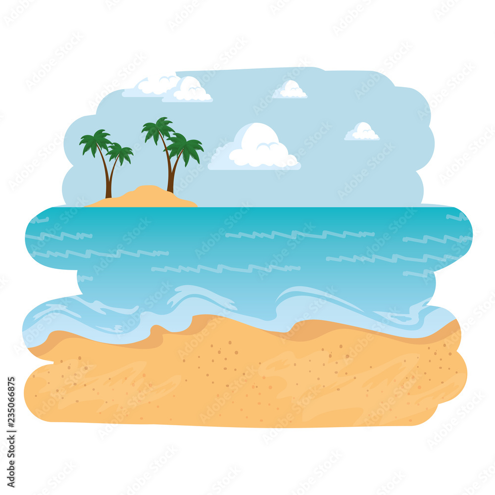 beach seascape scene icon