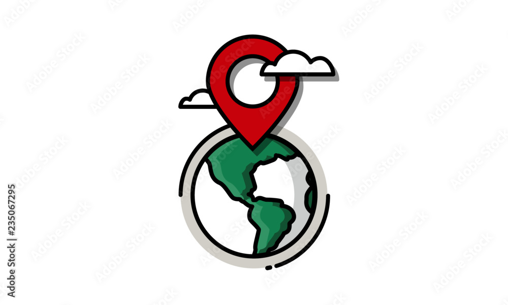 Location Pin on Planet Earth Vector Illustration Location Pin on Planet Earth Vector Illustration