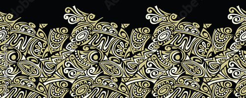 Seamless tribal floral border