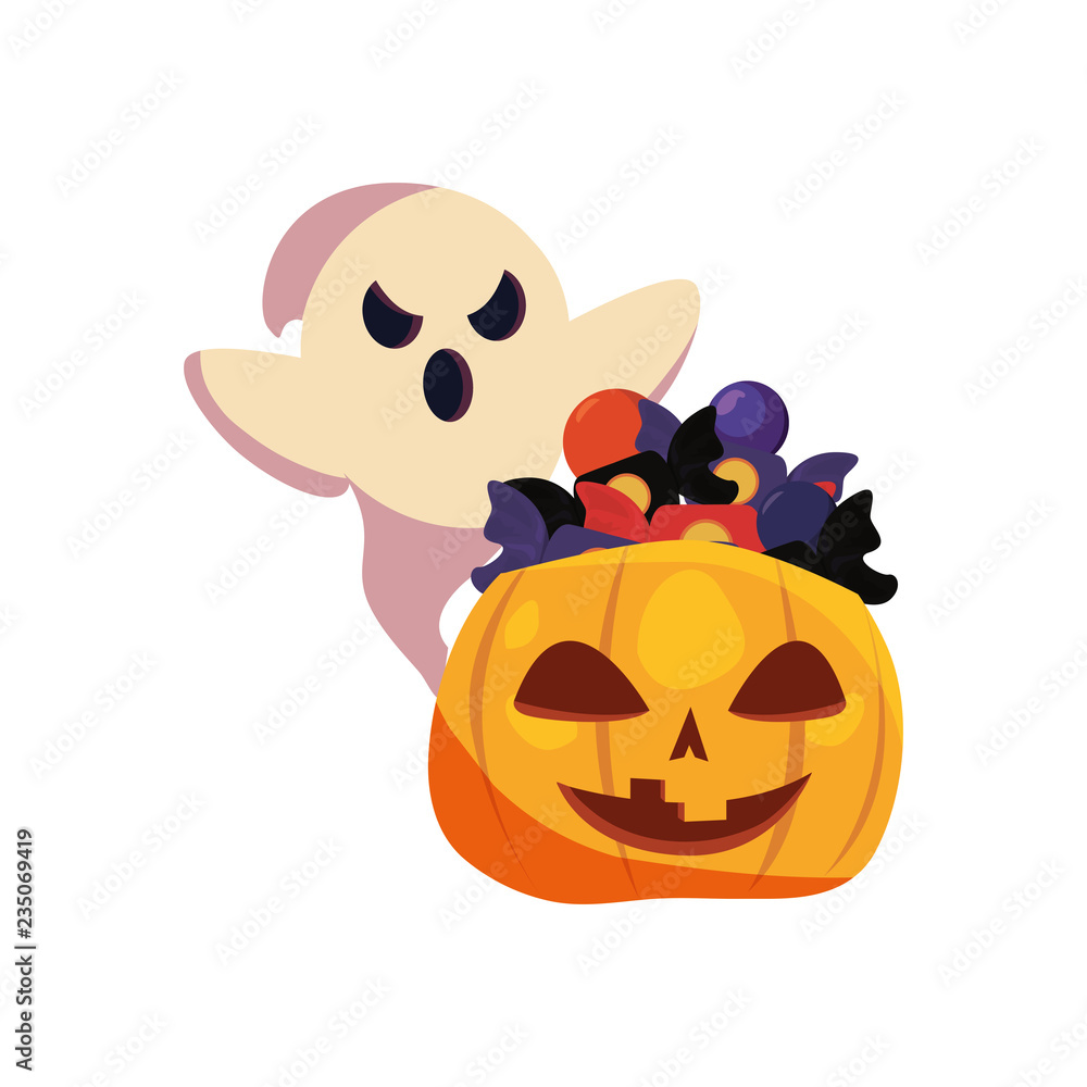 halloween ghost with pumpkin halloween ghost with pumpkin