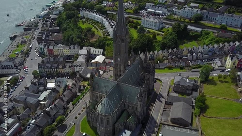 Aerial view of St Colman's Cathedral in Cobh, Ireland photo