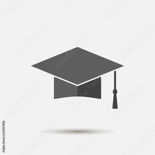Graduation cap vector icon. Hight school symbol on gray background. Layers grouped for easy editing illustration. For your design.