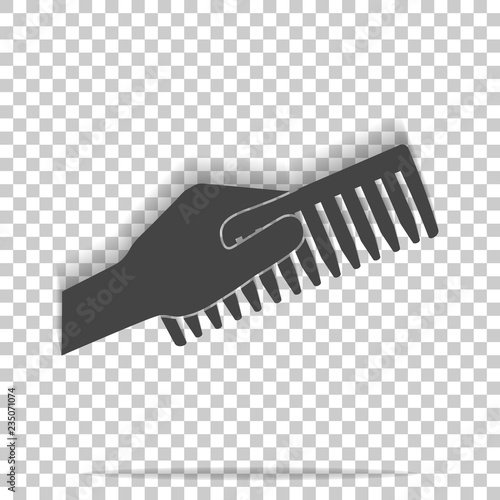 Hand holds the hair brush vector illustration on transparent background. Layers grouped for easy editing illustration. For your design.