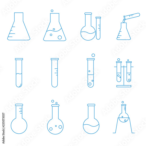 set of chemical chemistry pharmacy laboratory icon vector