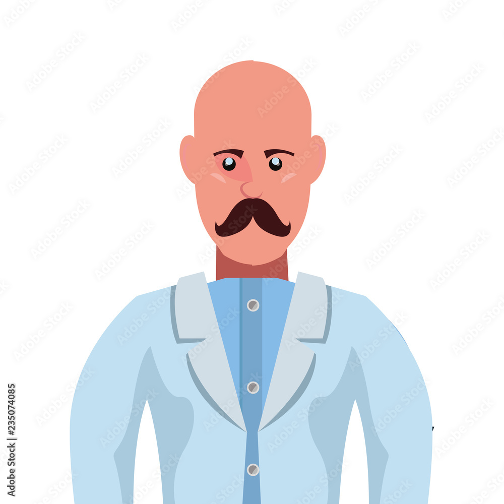 male doctor with mustache professional character