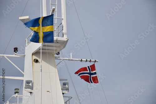 Norwegen, Oslo, Autofähre, Leuchtturm, Schiff, Insel, Oslofjord, Insel, Turm, Fahne, wehen, Norwegen, Schweden, Dänemark, Fahrwasser, Wasserstraße, Metropolregion, Akerhus, photo