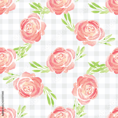 Wallpaper Mural Hand-painted watercolor floral rose Pattern. Illustration of decorative floral design for wedding invitations and greeting cards. Torontodigital.ca