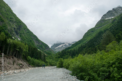 Closeup view mountains and river scenes in national park Dombai, Caucasus, Russia, Europe. © Юрий Бартенев