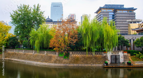 Autumn day in the Chinese park. Xian China. photo