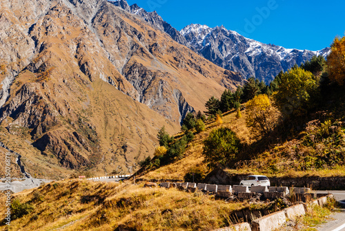 impressive view of the high Caucasus mountains, good weather photo