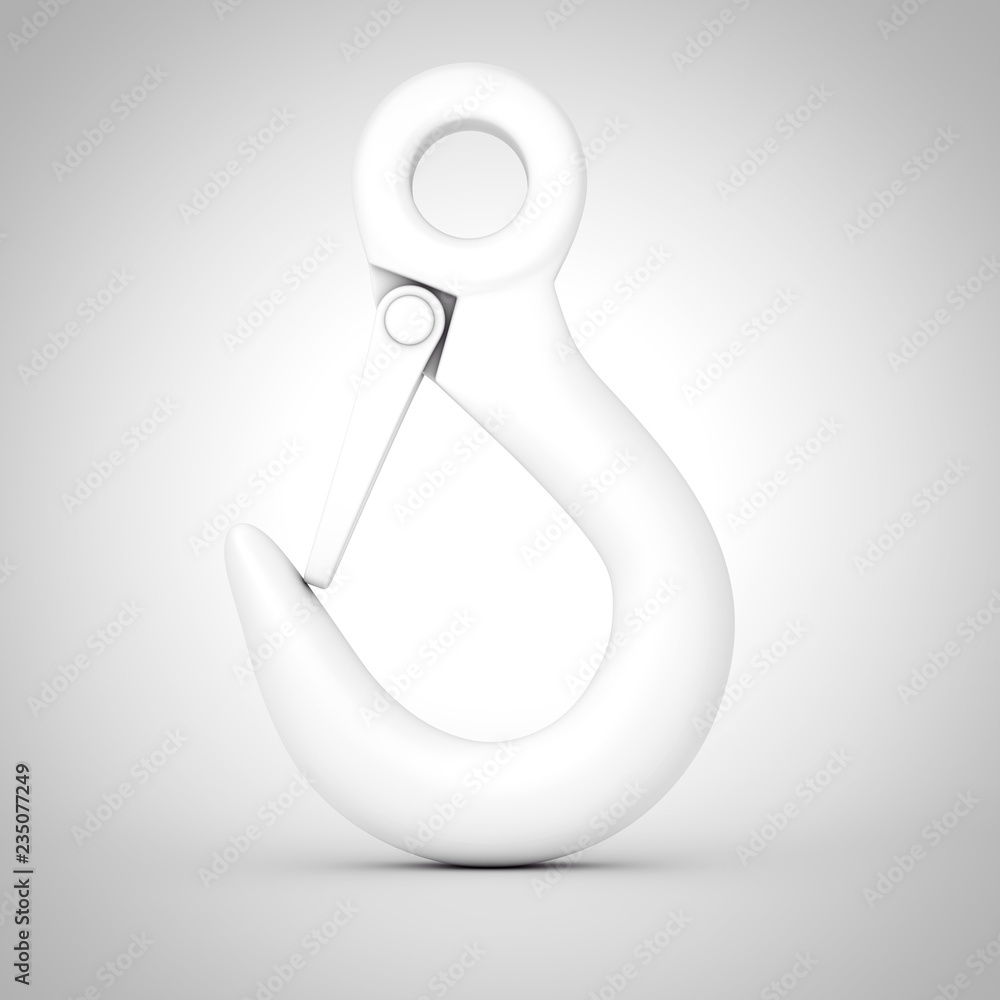 White Lifting Crane Hook in Clay Style. 3d Rendering White Lifting Crane Hook in Clay Style. 3d Rendering